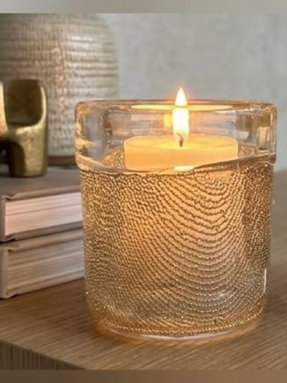 Modern Heavy-Glass Bubble Votive Candle Holders - Set of 2